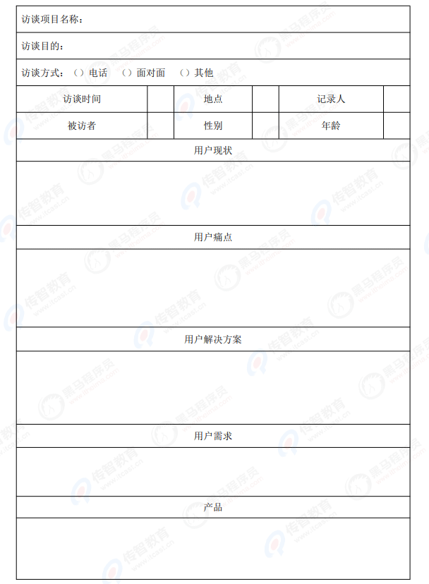 用户访谈记录表