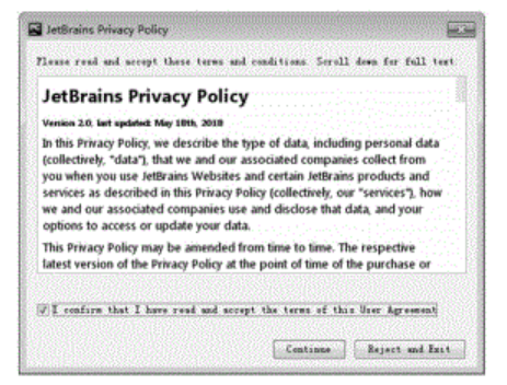 PyCharm用户协议界面